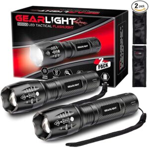 GearLight LED Flashlights - Mini Camping Flashlights with High Lumens, 5 Modes, Zoomable Beam - Powerful, Bright, and Versatile Tactical Flash Light for Outdoor and Home Use